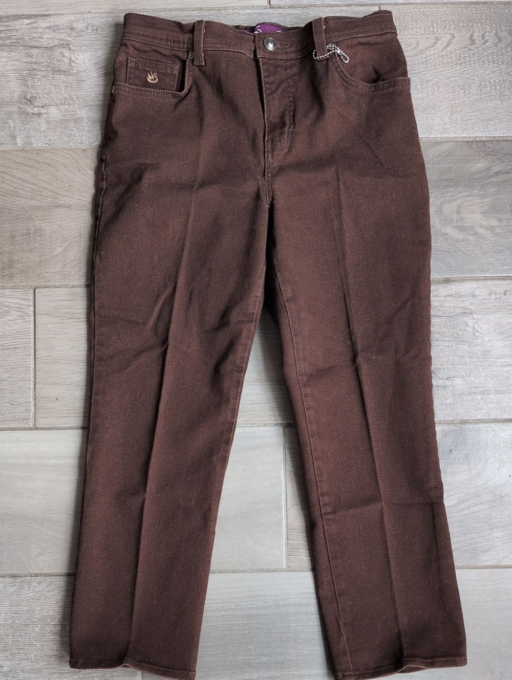 Gloria Vanderbilt Straight Leg Pants in Chocolate Brown - Size 8 Petite